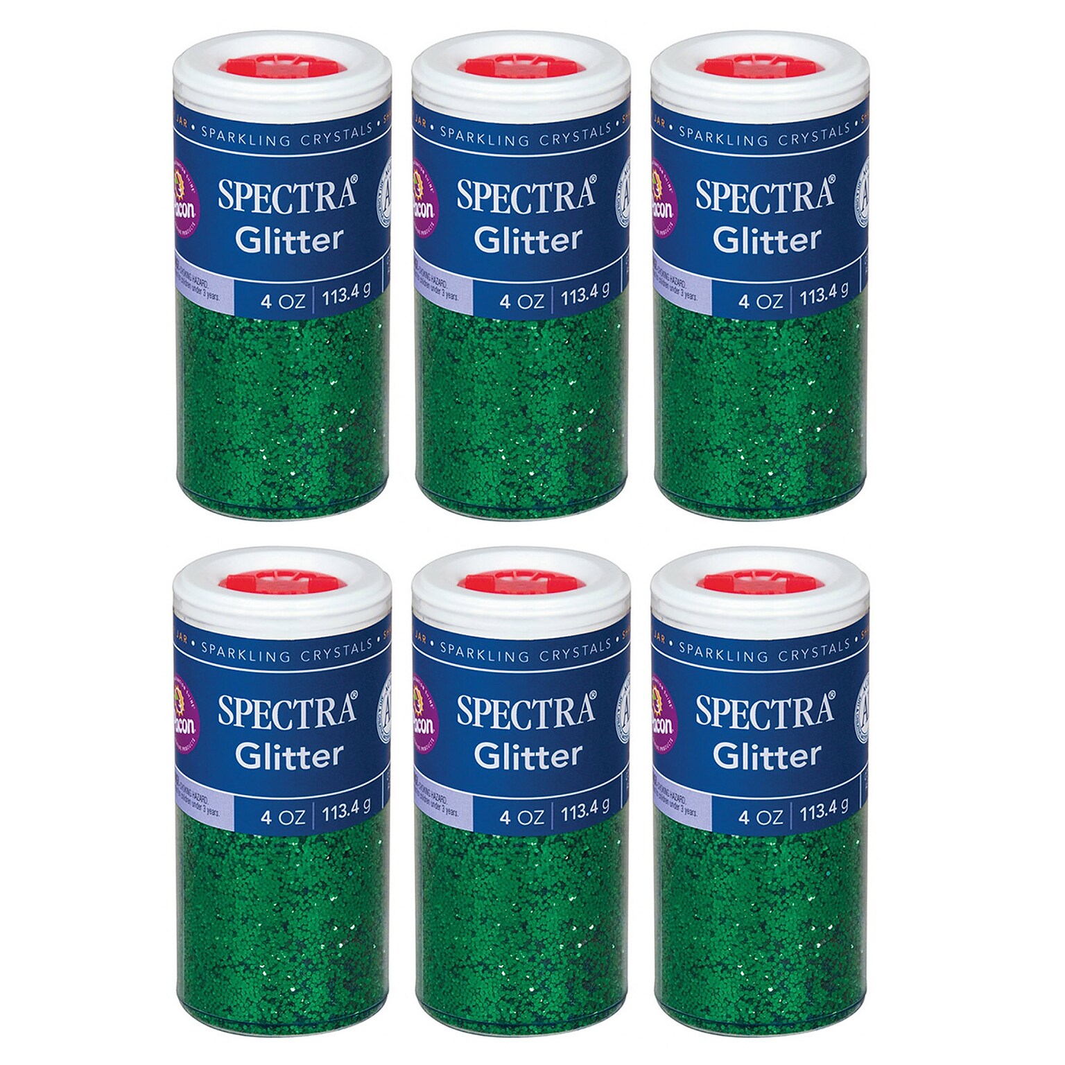 Spectra Glitter, Green, 4 oz./Jar, 6 Jars (PAC91660-6)