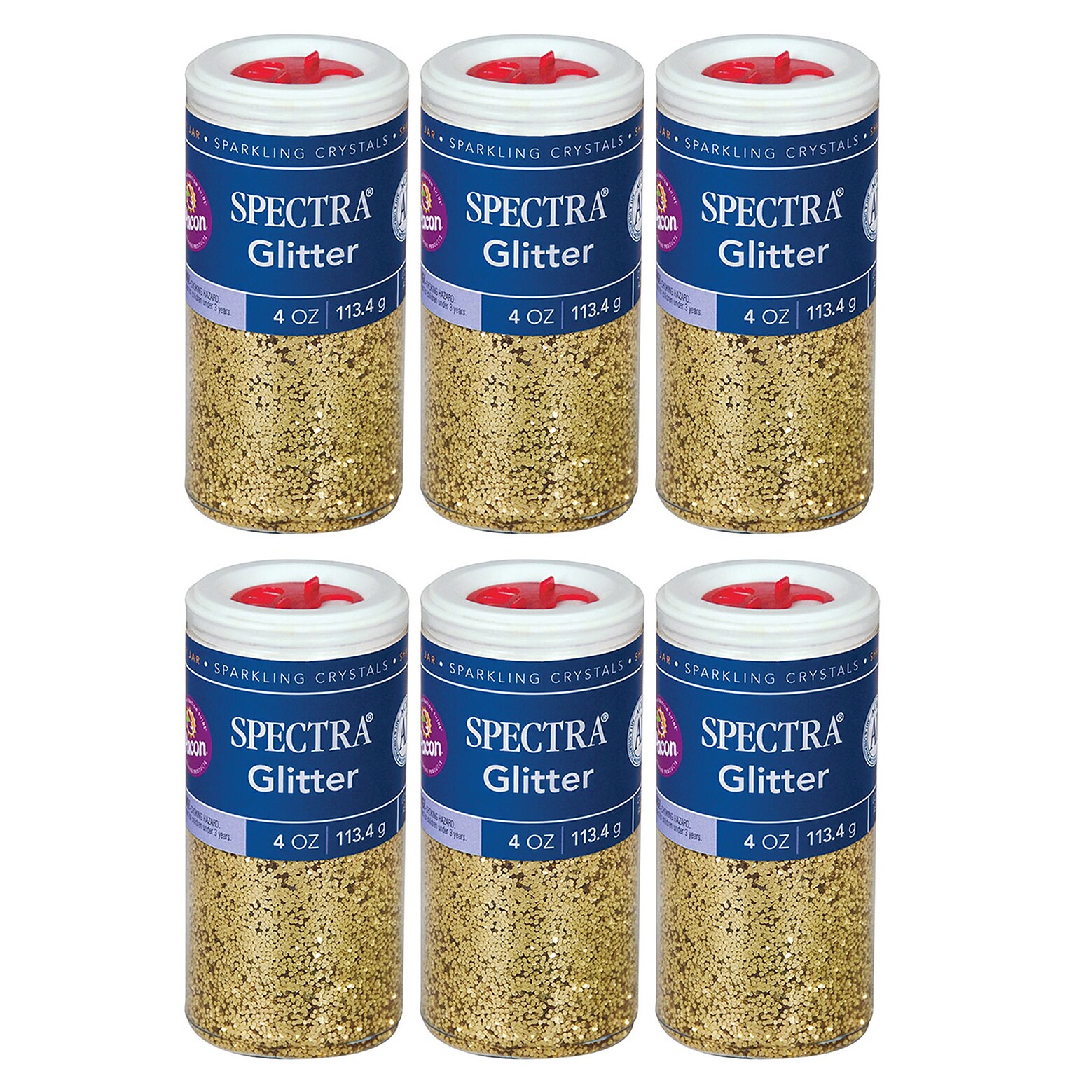 Spectra Glitter, Gold, 4 oz./Jar, 6 Jars (PAC91680-6)