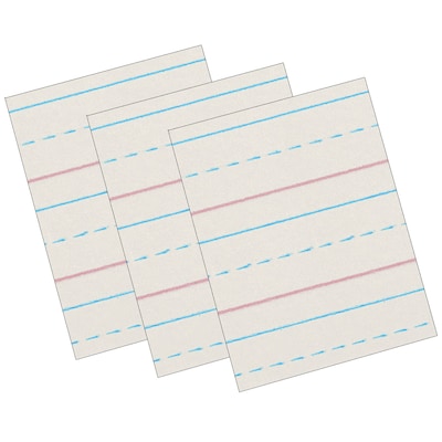 Zaner-Bloser 8" x 10.5" Newsprint Handwriting Paper, 1/2" x 1/4" x 1/4" Ruled, 500 Sheets/Pack, 3 Packs (PACZP2613-3)