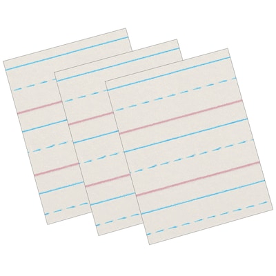 Zaner-Bloser 8 x 10.5 Newsprint Handwriting Paper, 1/2 x 1/4 x 1/4 Ruled, 500 Sheets/Pack, 3 Pa