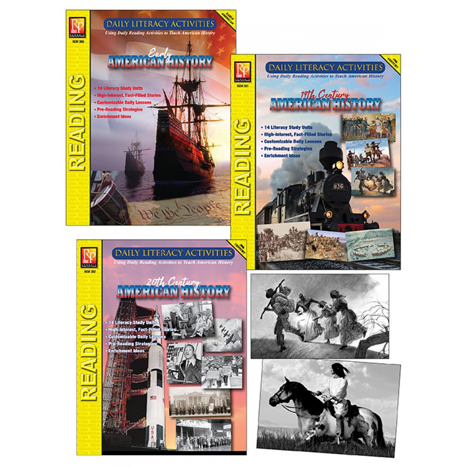 Daily Literacy Activities: American History, Complete Set of 3 Titles by Remedia Publications, Paperback