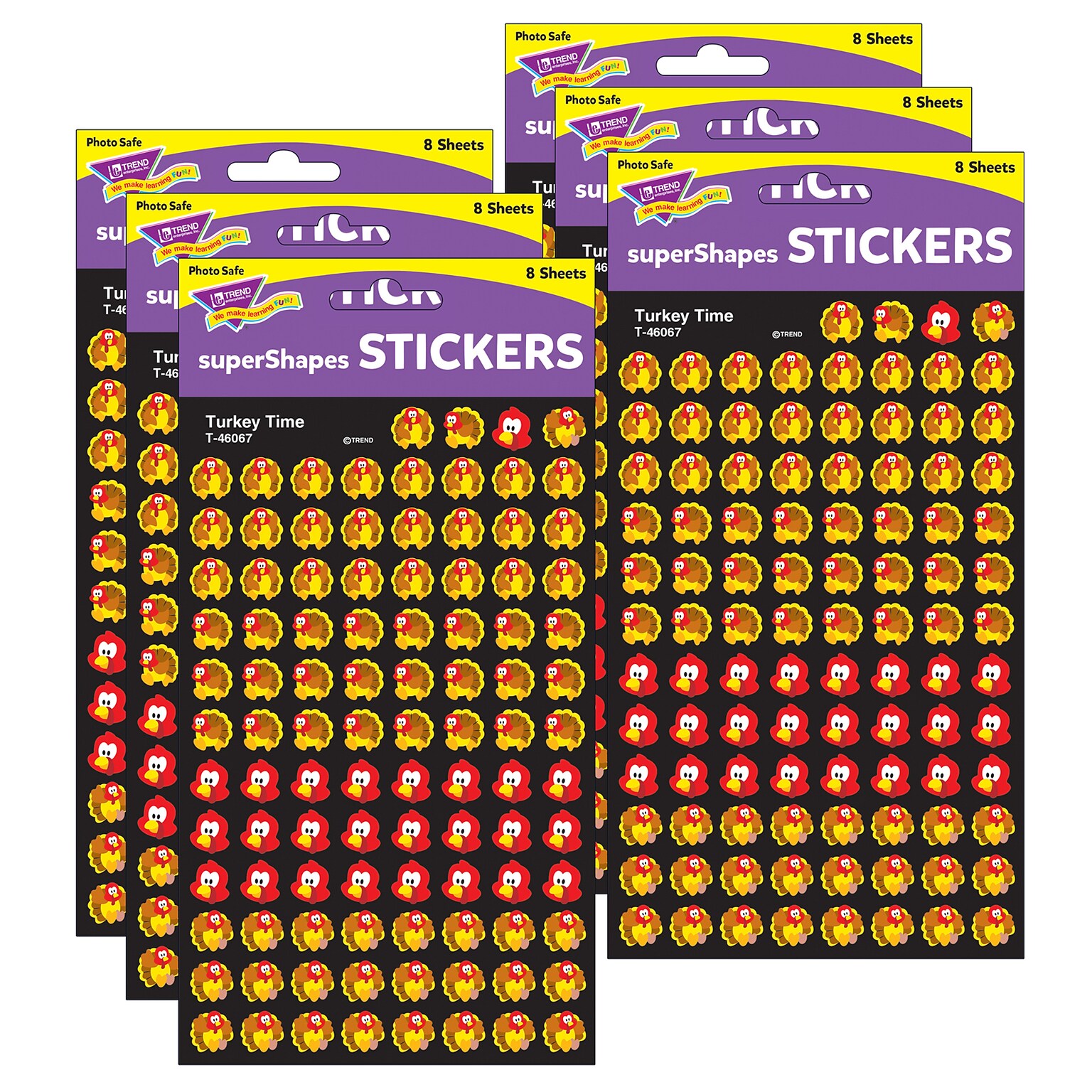 TREND Turkey Time superShapes Stickers, 800 Per Pack, 6 Packs (T-46067-6)
