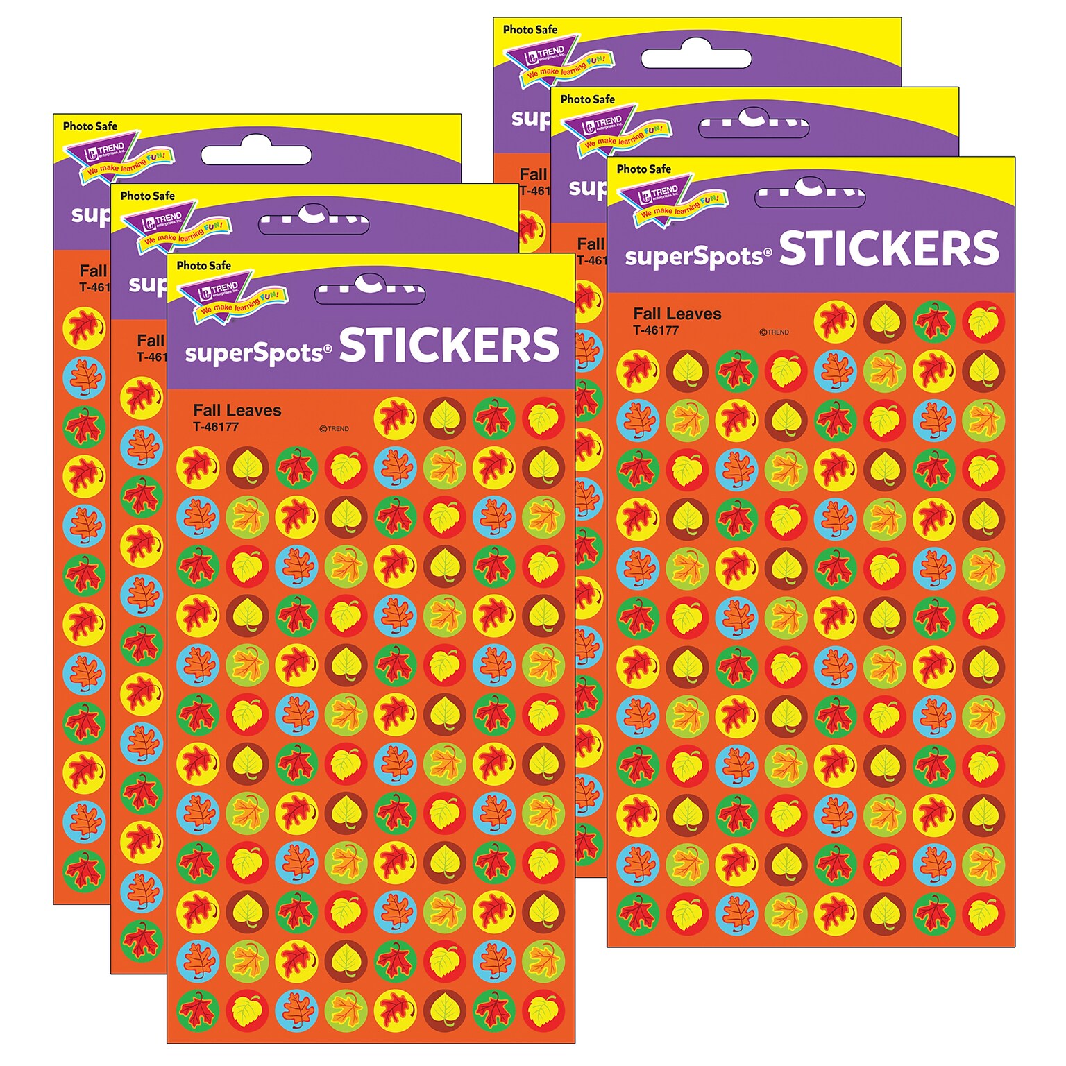 TREND Fall Leaves superSpots Stickers, 800 Per Pack, 6 Packs (T-46177-6)