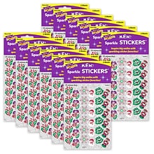 TREND Christmas Joys Sparkle Stickers, 72 Per Pack, 12 Packs (T-63011-12)