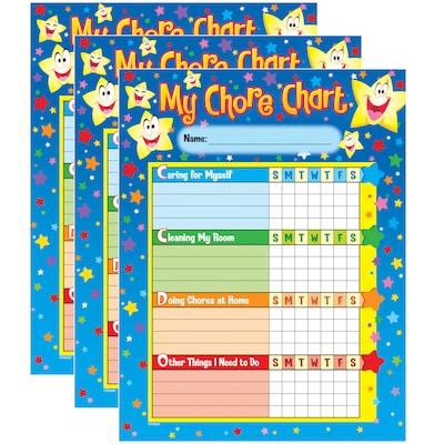 TREND Stars Chore Charts, 25 Sheets Per Pad, Pack of 3 (T-73106-3)