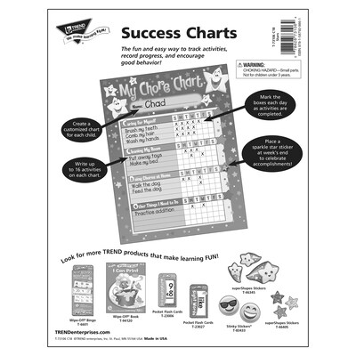 TREND Stars Chore Charts, 25 Sheets Per Pad, Pack of 3 (T-73106-3)