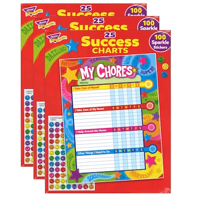 TREND Praise Words n Stars Chore Charts, 25 Sheets Per Pad, Pack of 3 (T-73130-3)