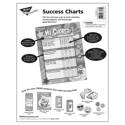 TREND Praise Words 'n Stars Chore Charts, 25 Sheets Per Pad, Pack of 3 (T-73130-3)