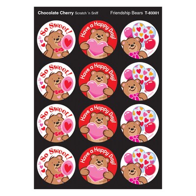 TREND Friendship Bears/Chocolate Cherry Stinky Stickers, 48/Pack, 6 Packs (T-83301-6)