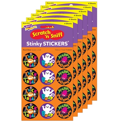 TREND Trick or Treat!/Root Beer Stinky Stickers, 48/Pack, 6 Packs (T-83302-6)