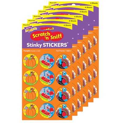 TREND Fall Friends/Pumpkin Stinky Stickers, 48/Pack, 6 Packs (T-83311-6)