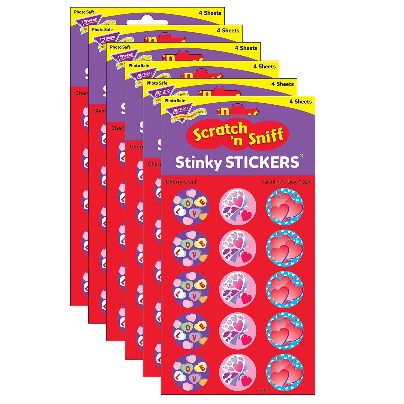 TREND Valentines Day/Cherry Stinky Stickers, 60 Per Pack, 6 Packs (T-928-6)