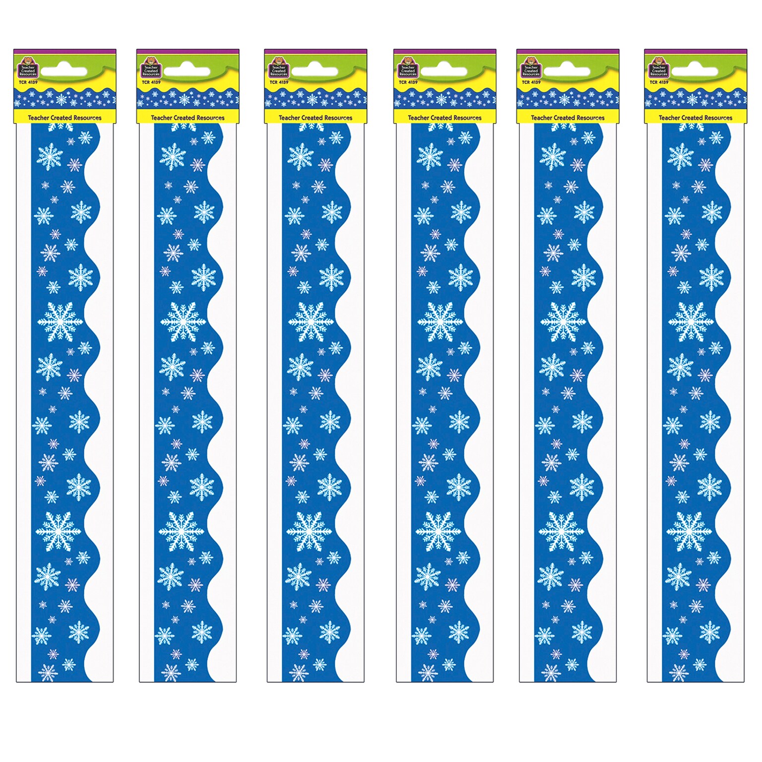 Teacher Created Resources Snowflakes Border Trim, 35 Feet Per Pack, 6 Packs (TCR4139-6)