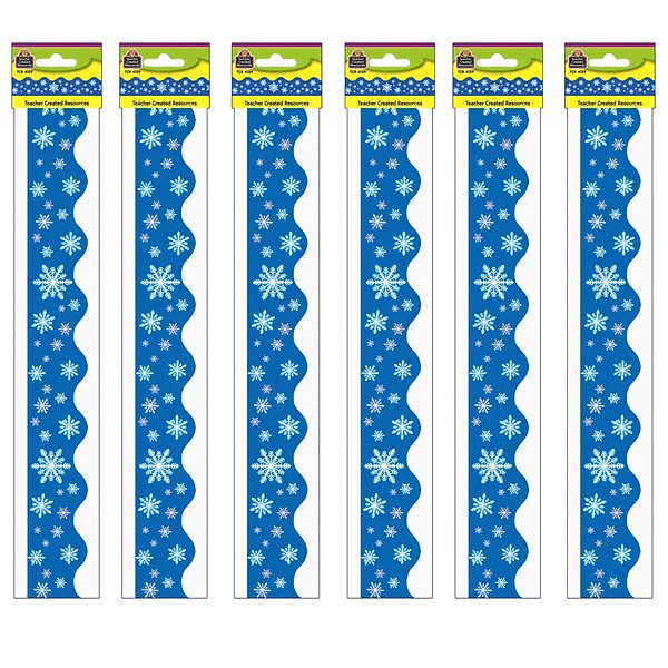 Teacher Created Resources® Scalloped Border, 2-3/16 x 210, Snowflakes (TCR4139-6)