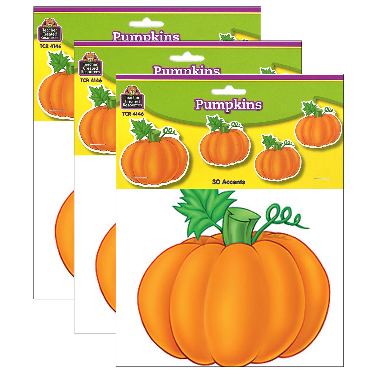 Teacher Created Resources Pumpkins Accents, 30/Pack, 3 Packs (TCR4146-3)