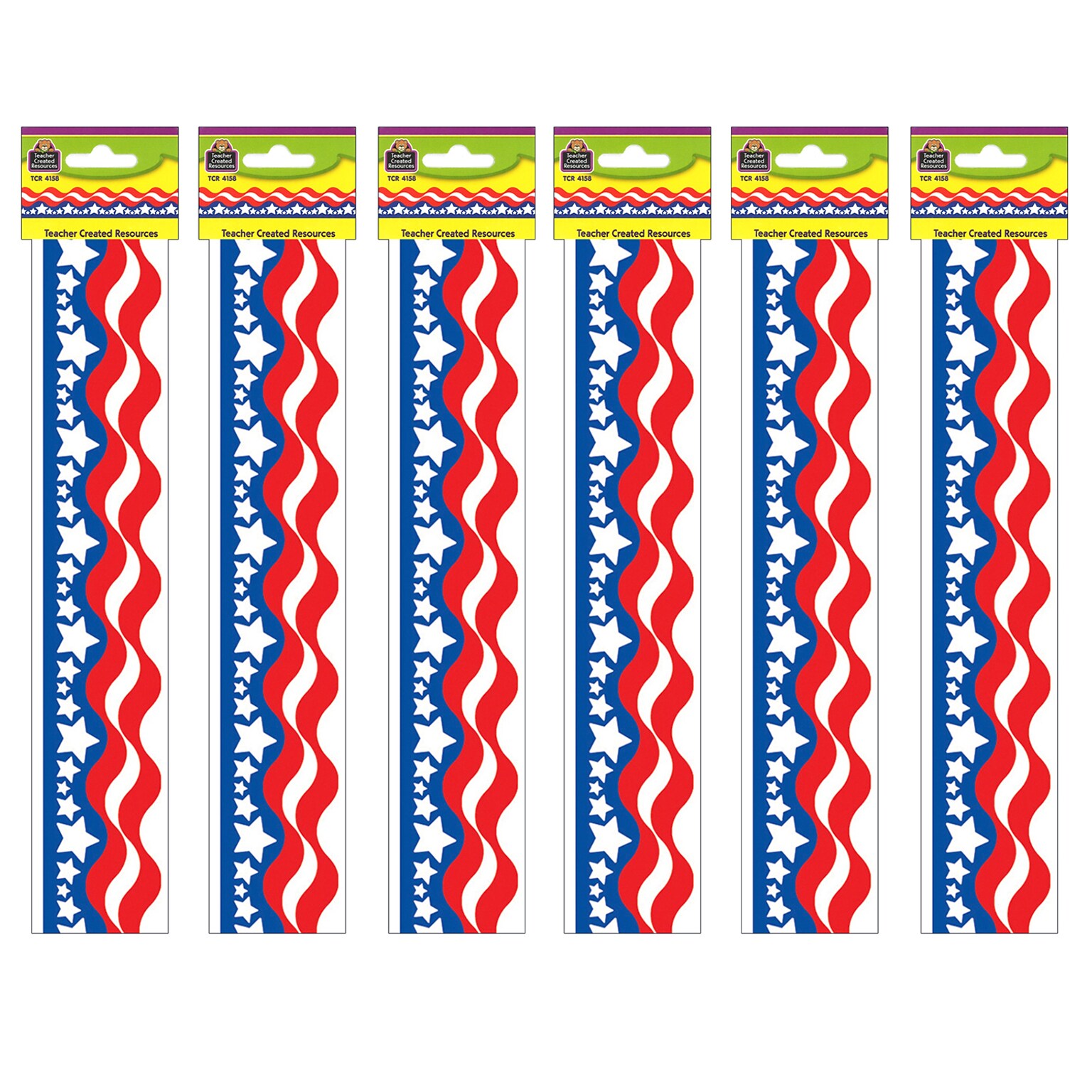 Teacher Created Resources Patriotic Border Trim, 35 Feet Per Pack, 6 Packs (TCR4158-6)