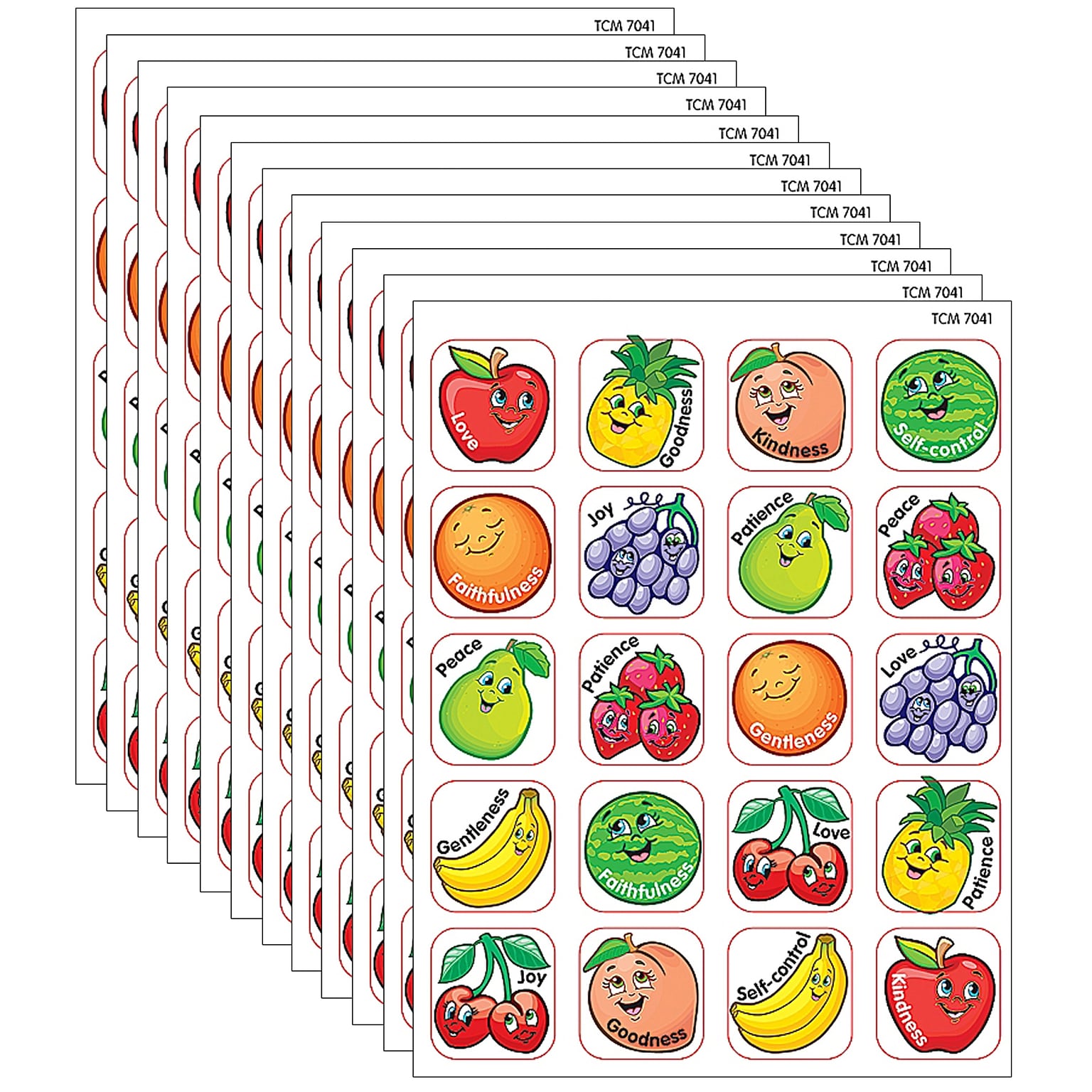 Teacher Created Resources Fruit of the Spirit Stickers, 120 Per Pack, 12 Packs (TCR7041-12)