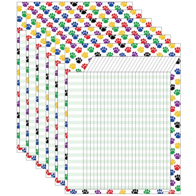 Teacher Created Resources Colorful Paw Prints Incentive Chart, Pack of 6 (TCR7622-6)