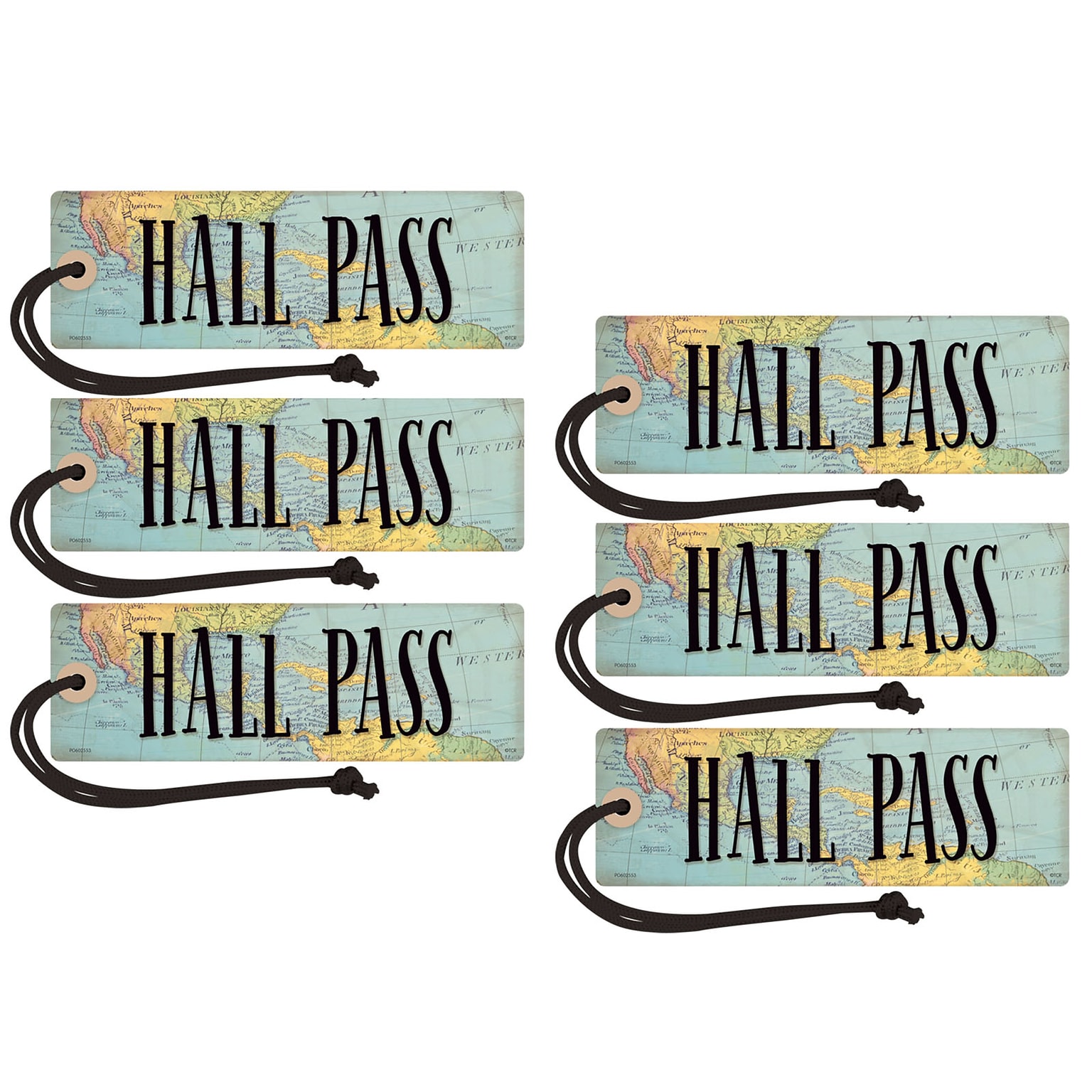 Teacher Created Resources Travel the Map Magnetic Hall Pass, Pack of 6 (TCR77476-6)