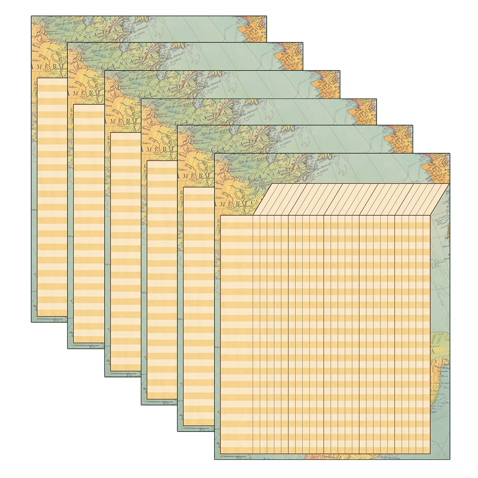 Teacher Created Resources Incentive Chart, 17 x 22, Travel the Map, Pack of 6 (TCR7964-6)