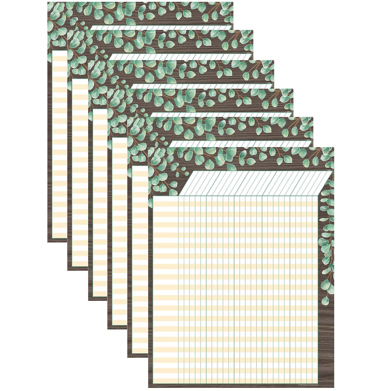 Teacher Created Resources Incentive Chart, 17 x 22, Eucalyptus, Pack of 6 (TCR7980-6)