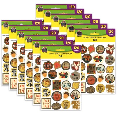 Teacher Created Resources Home Sweet Classroom Fall Stickers, 120/Pack, 12 Packs (TCR8581-12)