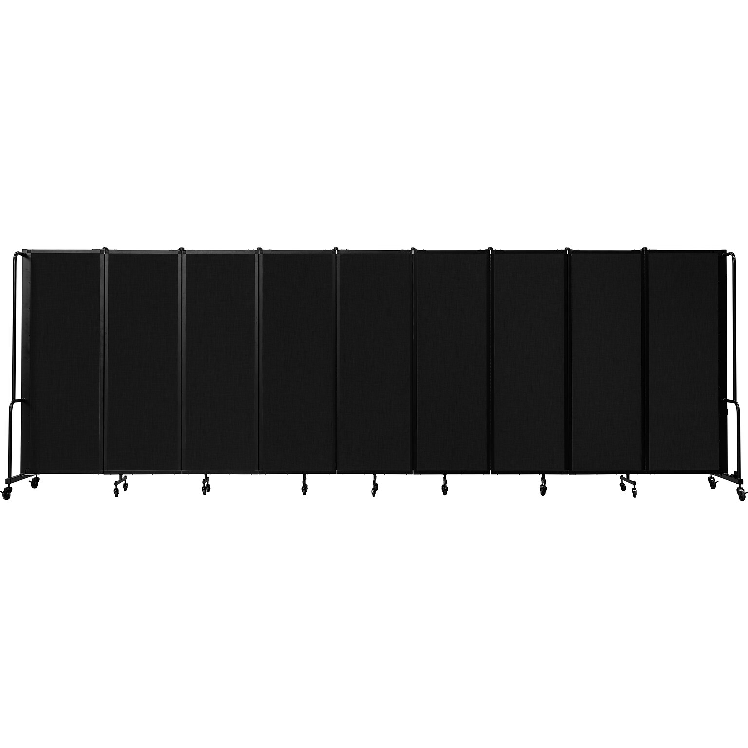 National Public Seating Robo Freestanding 9-Panel Room Divider, 72H x 210W, Black PET (RDB6-9PT10)