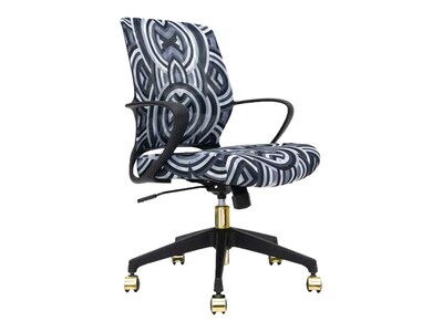 The Raynor Group Elizabeth Sutton Gramercy Fabric Swivel Task Chair, Black Grayscale Echo Gold (K-ESGR-BLK-ECHO-GLD)