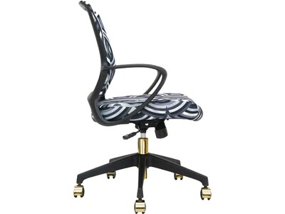 The Raynor Group Elizabeth Sutton Gramercy Fabric Swivel Task Chair, Black Grayscale Echo Gold (K-ESGR-BLK-ECHO-GLD)