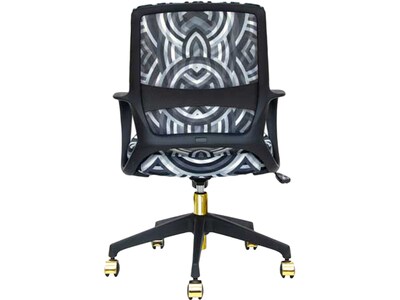 The Raynor Group Elizabeth Sutton Gramercy Fabric Swivel Task Chair, Black Grayscale Echo Gold (K-ESGR-BLK-ECHO-GLD)