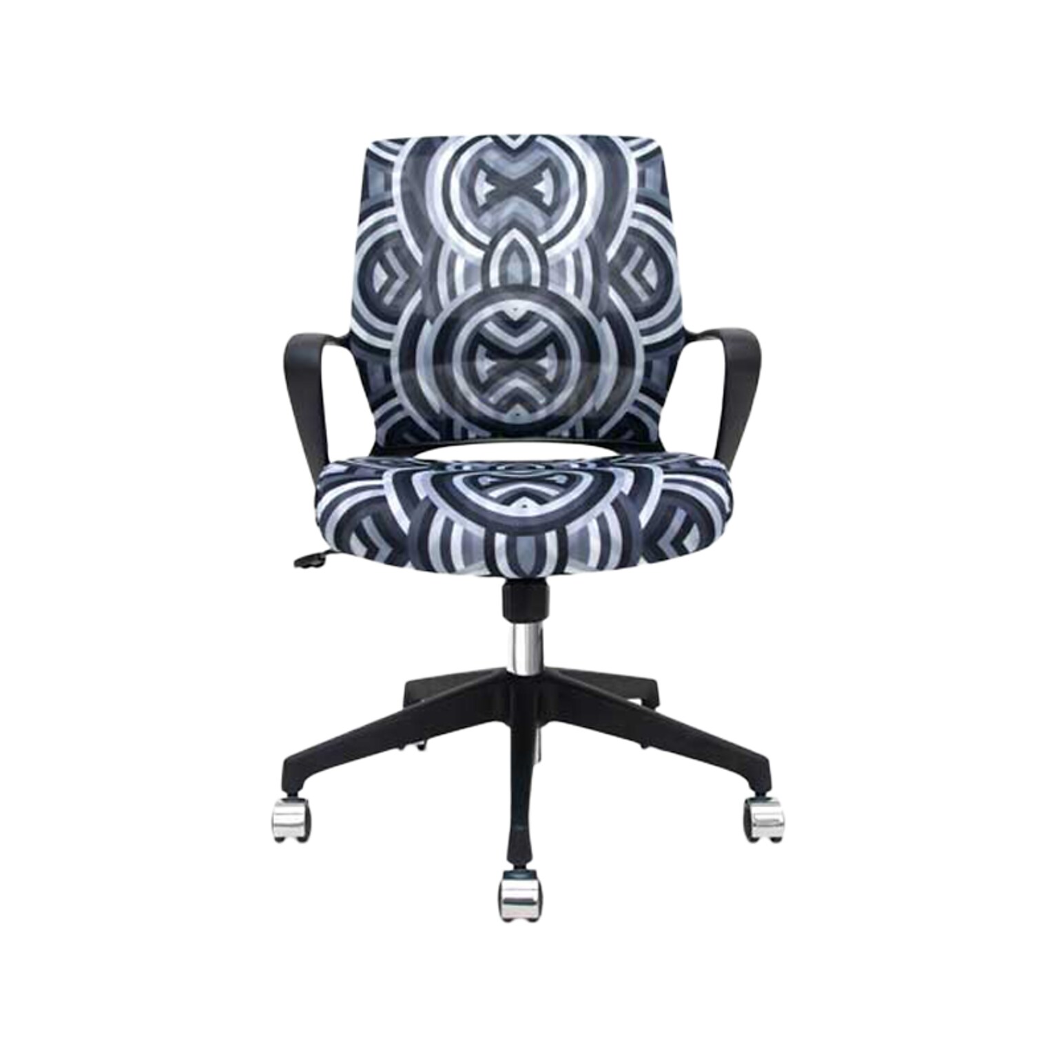 The Raynor Group Elizabeth Sutton Gramercy Fabric Swivel Task Chair, Black Grayscale Echo Silver (K-ESGR-BLK-ECHO-SIL)