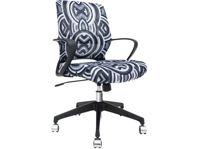 The Raynor Group Elizabeth Sutton Gramercy Fabric Swivel Task Chair, Black Grayscale Echo Silver (K-ESGR-BLK-ECHO-SIL)