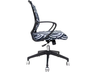 The Raynor Group Elizabeth Sutton Gramercy Fabric Swivel Task Chair, Black Grayscale Echo Silver (K-ESGR-BLK-ECHO-SIL)