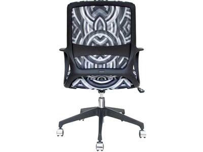 The Raynor Group Elizabeth Sutton Gramercy Fabric Swivel Task Chair, Black Grayscale Echo Silver (K-ESGR-BLK-ECHO-SIL)