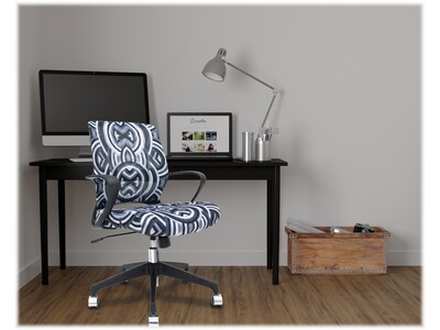 The Raynor Group Elizabeth Sutton Gramercy Fabric Swivel Task Chair, Black Grayscale Echo Silver (K-ESGR-BLK-ECHO-SIL)