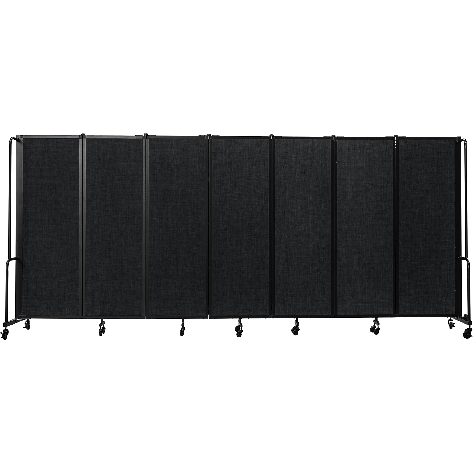 National Public Seating Robo Freestanding 7-Panel Room Divider, 72H x 164W, Black PET (RDB6-7PT10)