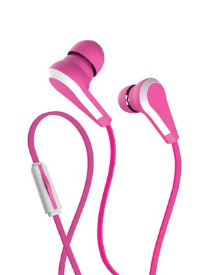 Wired Headset in-Ear Headphones with Integrated Microphone | Corded Stereo Earbuds with 3.5mm Jack - Pink