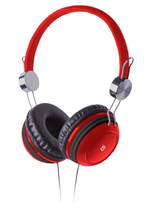 Over-Ear Headphones 3.5mm with Memory Foam Earpads and Adjustable Headband - Red