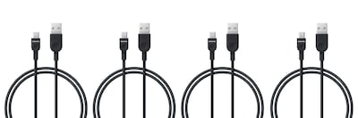 Micro USB Charging Cable 6ft, Quick Charge and High Speed Data Sync For Android, Samsung, HTC, Motorola, Nokia and More - 4 Pack
