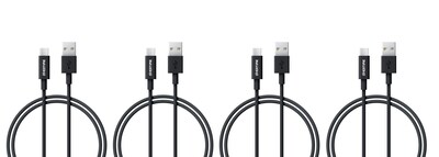 USB Type C Charging Cable 6ft - Rapid Charge for OnePlus 5, Galaxy S8, Nexus 5X, HTC 10, Chromebook Pixel - 4 Pack