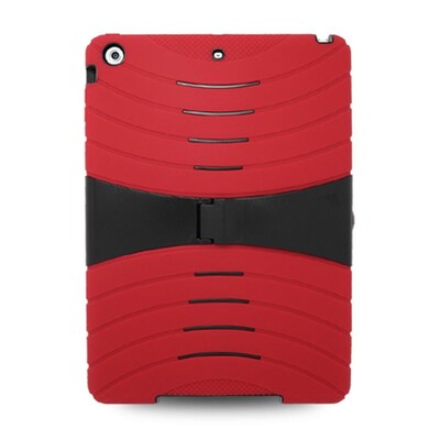 Insten Hybrid Dual Layer Stand Rubber Silicone/PC Case Cover For Apple iPad Air - Red/Black (2365074)