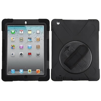 Insten Rotatable Hard Stand Protective Case Cover (with Wristband) For Apple iPad 2 / 3 / 4 - Black