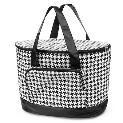 Zodaca Large Pinic Travel Outdoor Party Beach Food Drink Water Storage Camping Zip Cooler Bag - Black Houndstooth