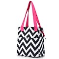 Zodaca Insulated Lunch Bag Women Tote Cooler Picnic Travel Food Box Zipper Carry Bags for Camping - Black/White/Pink