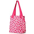 Zodaca Insulated Lunch Bag Women Tote Cooler Picnic Travel Food Box Zipper Carry Bags for Camping - Pink/White Geometric