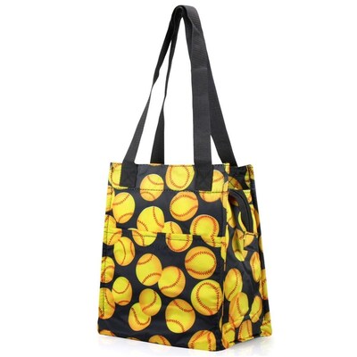 Zodaca Insulated Lunch Bag Women Tote Cooler Picnic Travel Food Box Zipper Carry Bags for Camping - Yellow Softball