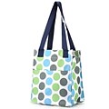 Zodaca Insulated Lunch Bag Women Tote Cooler Picnic Travel Food Box Zipper Carry Bag for Camping - Blue Polka Dot