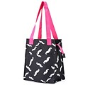 Zodaca Insulated Lunch Bag Women Tote Cooler Picnic Travel Food Box Zipper Carry Bags for Camping - Black/Pink Trim