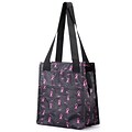 Zodaca Insulated Lunch Bag Women Tote Cooler Picnic Travel Food Box Zipper Carry Bags for Camping - Black/Pink
