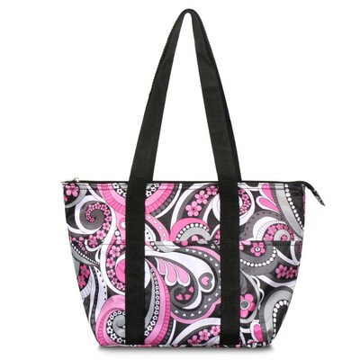Zodaca Fashion Large Insulated Zip Top Lunch Bag Women Tote Cooler Picnic Travel Food Box Carry Bags - Purple Paisley